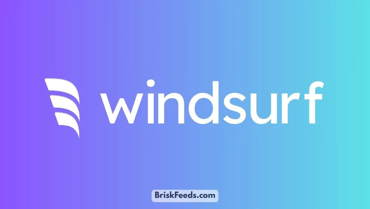 Dynamic image of code flowing around the Windsurf AI SWE-1 models logo, symbolizing a revolution in software development.